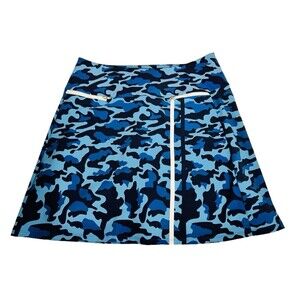 Kinona Women M Blue Black Skort Zip Pockets Golf  Pickleball Tennis Leg Grippers